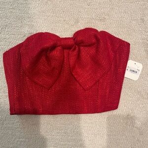 Red Bow Strapless Top